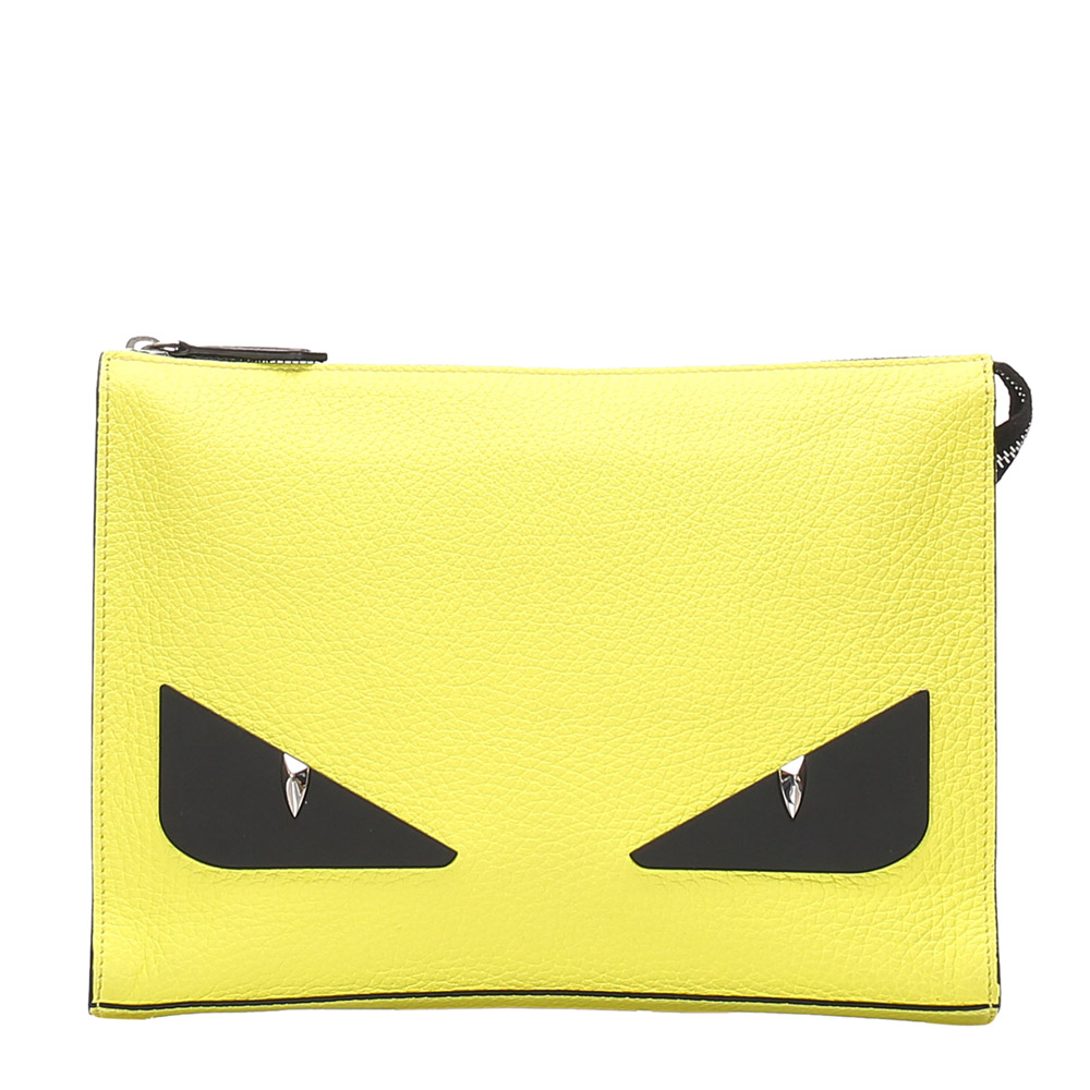 Pre-owned Fendi Yellow/black Monster Leather Clutch Bag