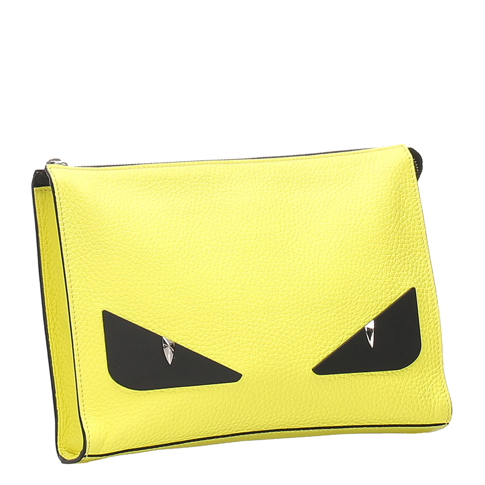 

Fendi Yellow/Black Monster Leather Clutch Bag