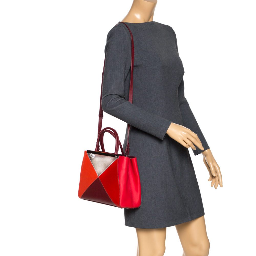 

Fendi Multicolor Geometric Leather Mini 2Jours Tote
