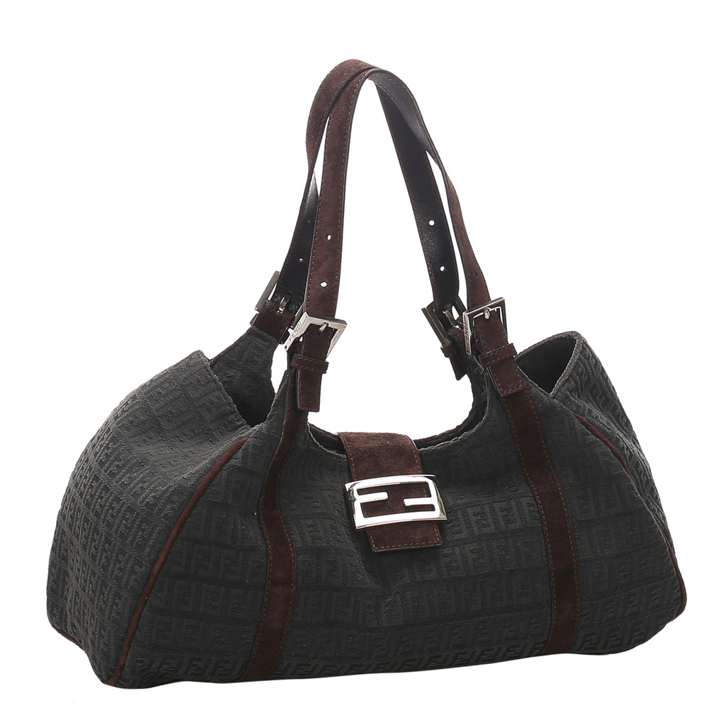 

Fendi Brown/Gray Zucchino Canvas Sporty Shoulder Bag