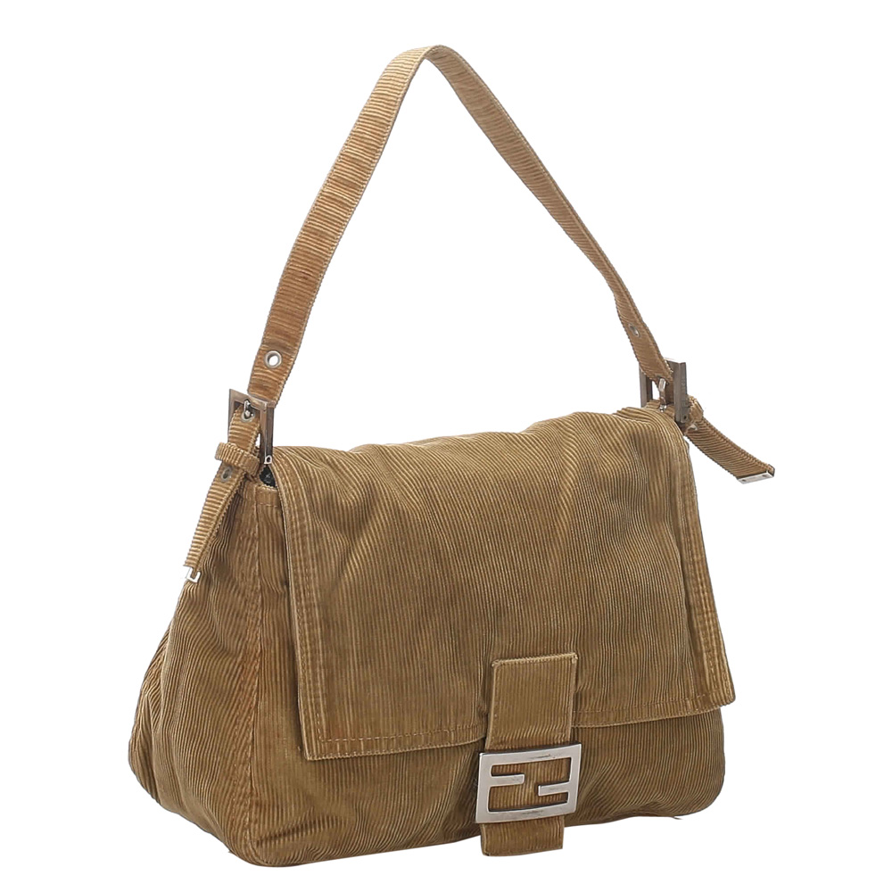 

Fendi Brown Corduroy Mamma Forever Bag, Beige