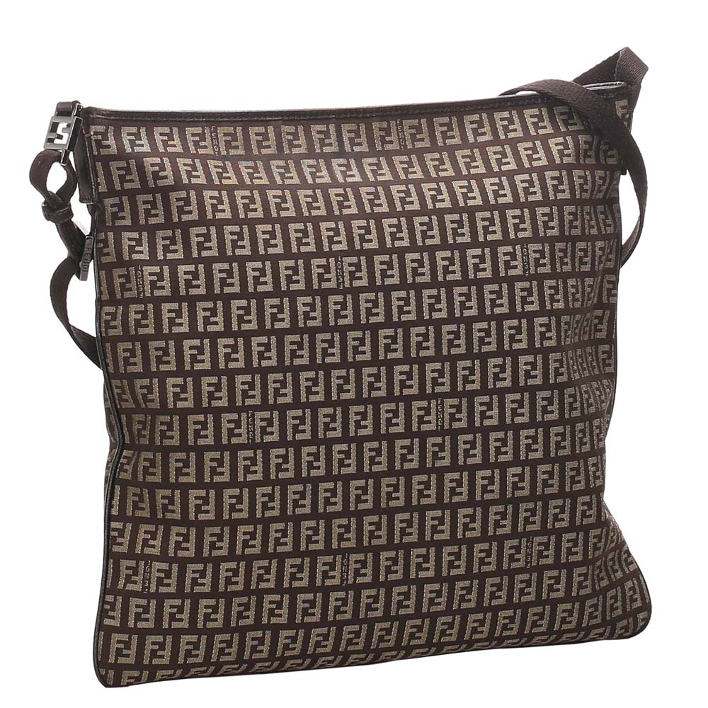 

Fendi Brown Zucchino Canvas Crossbody Bag, Beige
