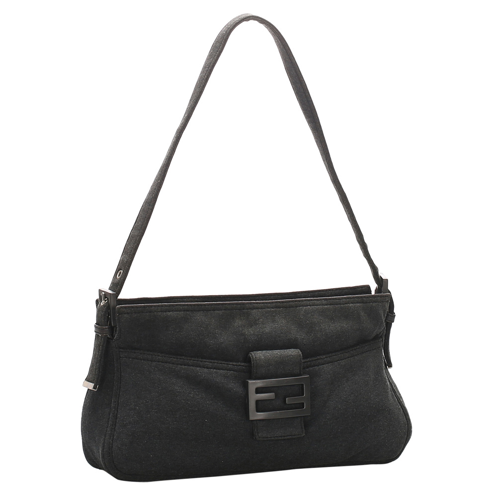 

Fendi Gray/Dark Grey Cotton Mamma Baguette Bag