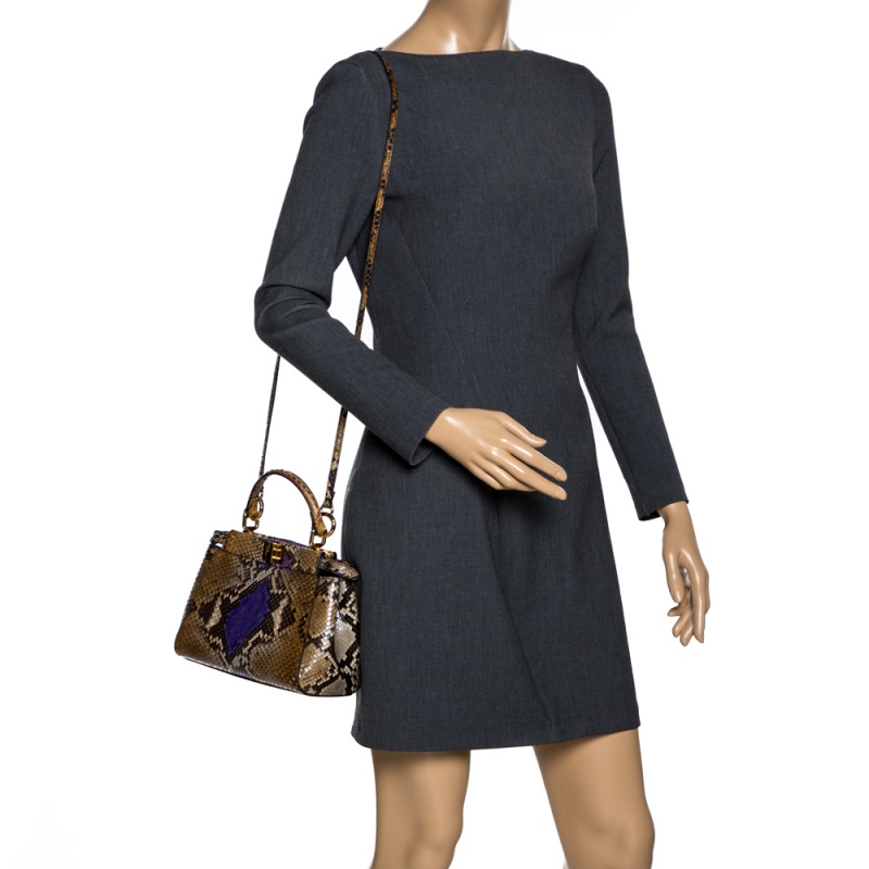 

Fendi Multicolor Pytho Mini Peekaboo Top Handle Bag