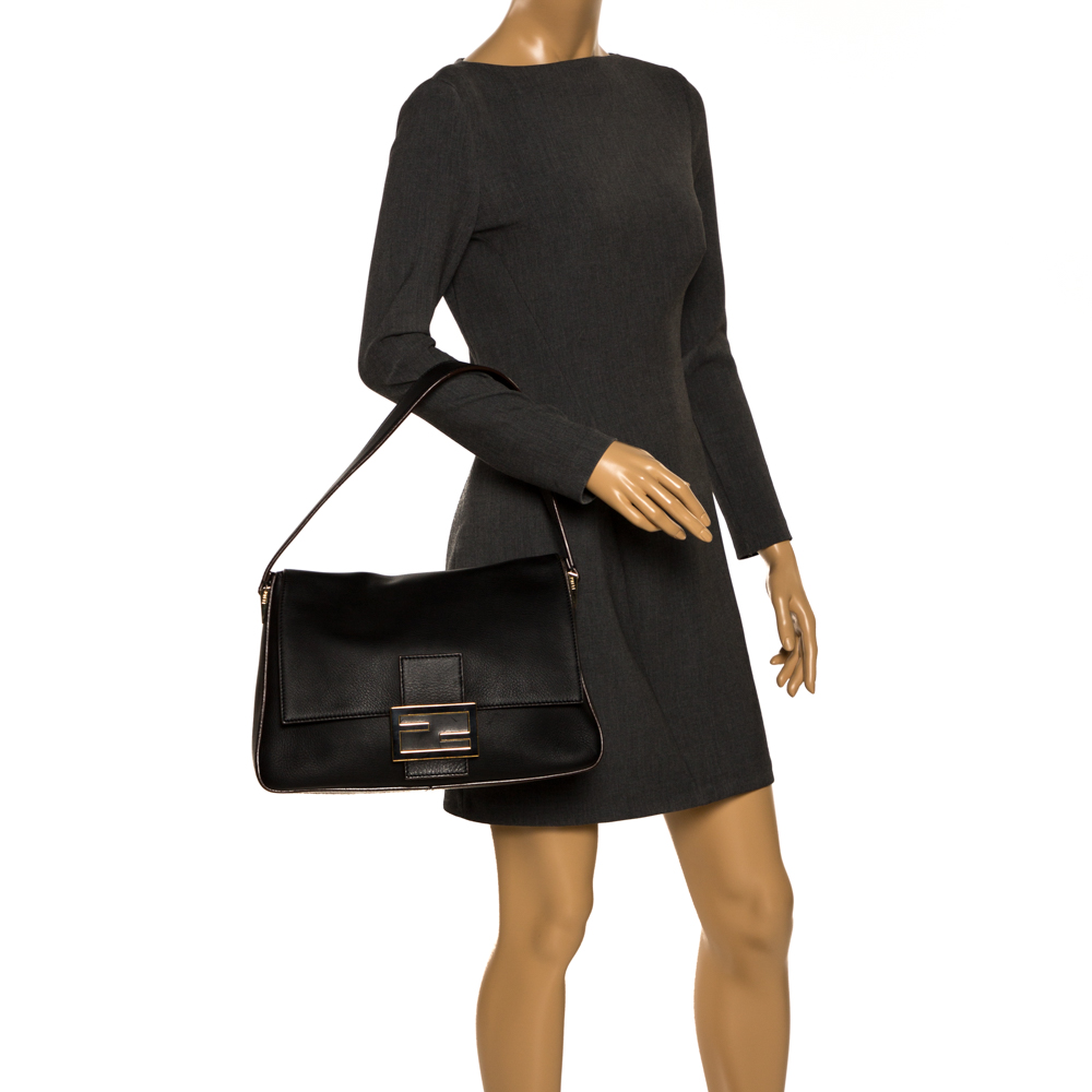 

Fendi Black Leather Mama Forever Shoulder Bag