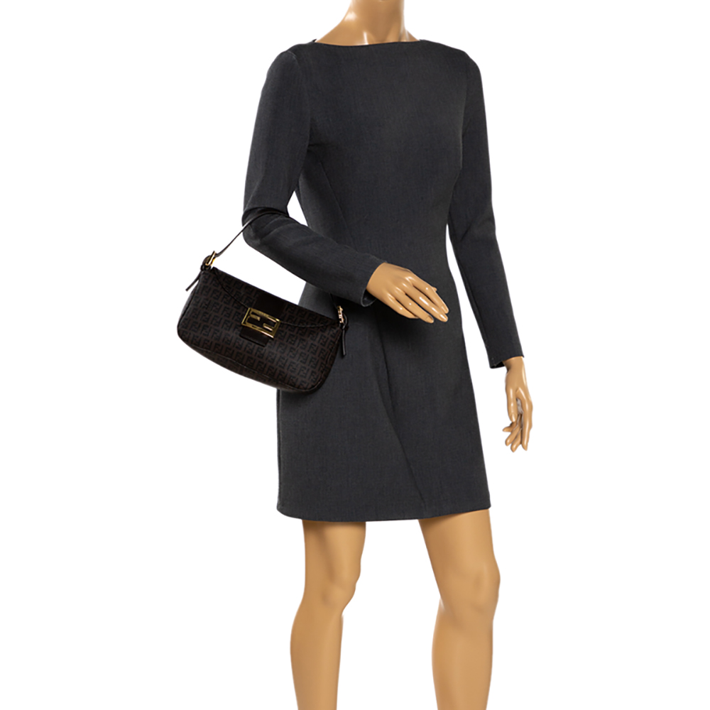 

Fendi Brown Zucchino Canvas and Leather Mama Baguette Bag