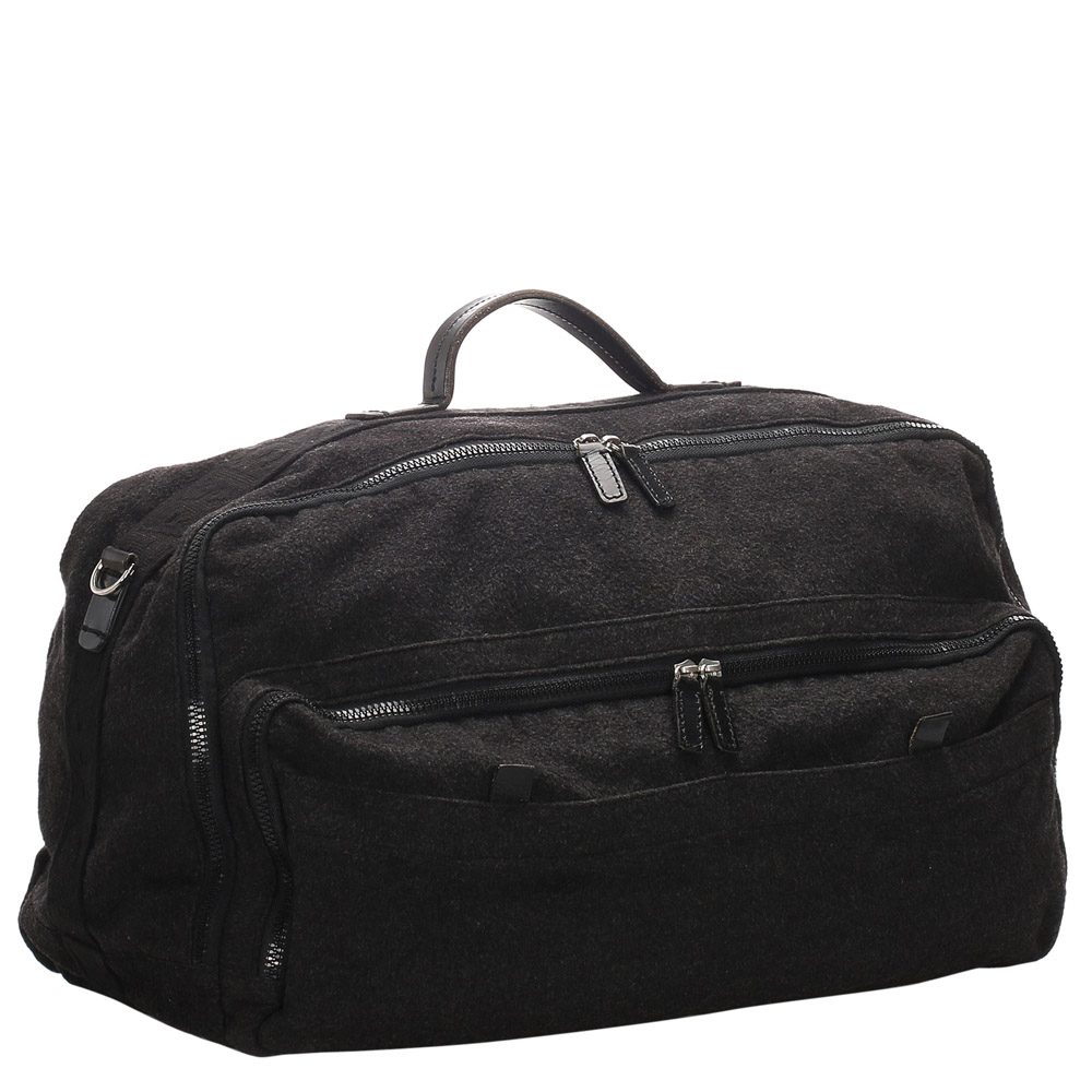 

Fendi Dark Gray/Black Cotton Travel Bag