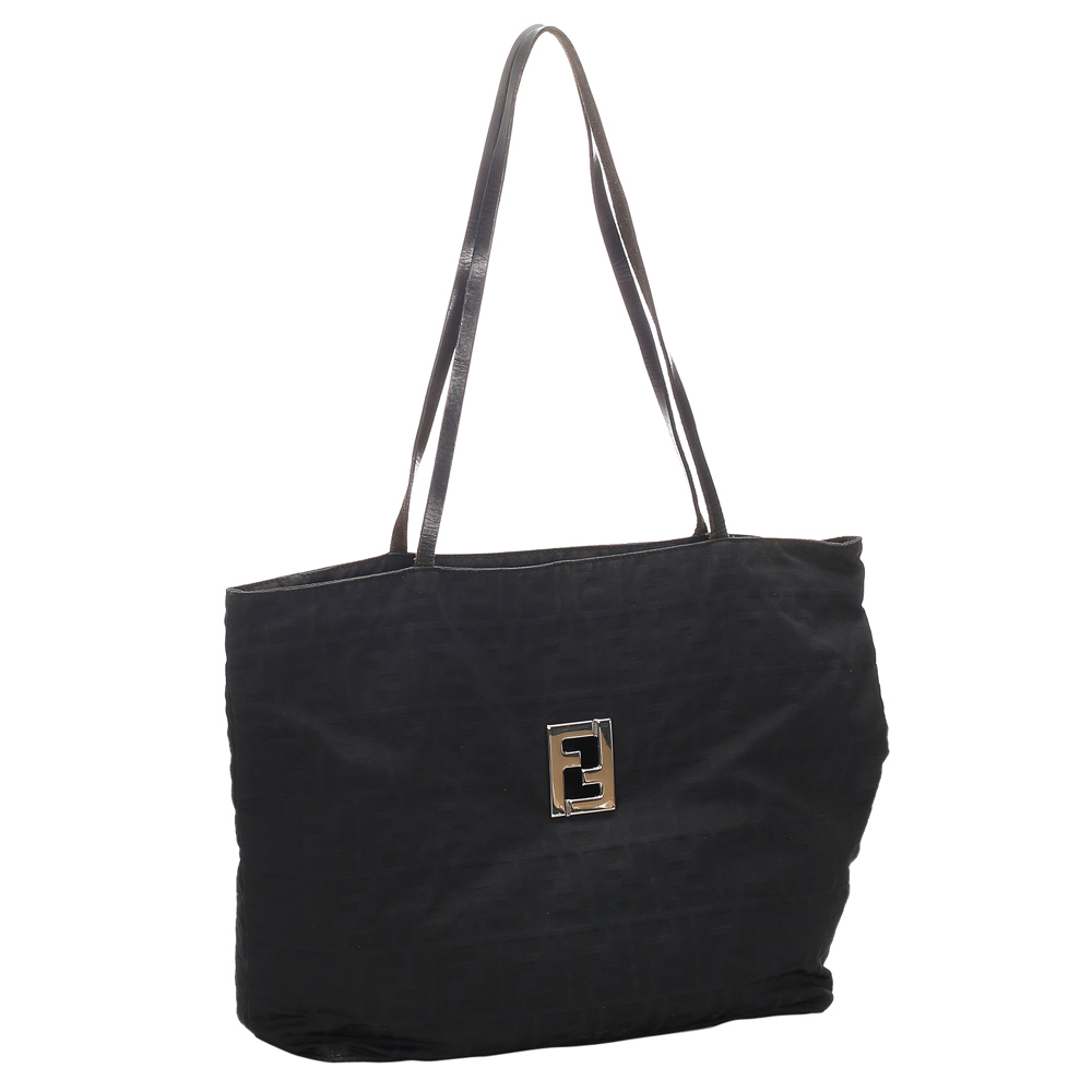 

Fendi Black Zucca Canvas Nylon Tote Bag