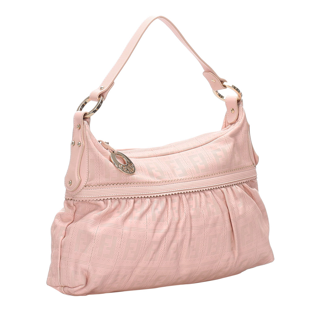 

Fendi Pink Zucca Leather Chef Shoulder Bag