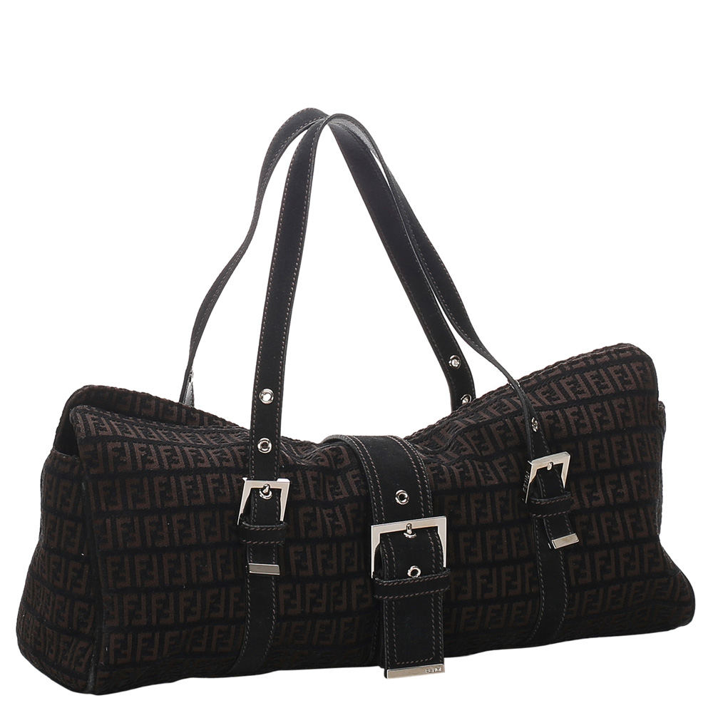 

Fendi Dark Brown /Black Zucchino Canvas Shoulder Bag