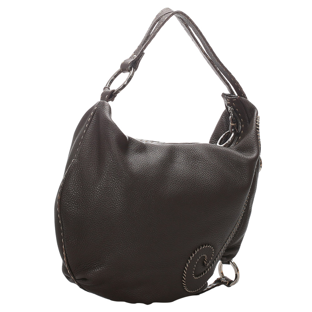 

Fendi Brown Leather Oyster Shoulder Bag