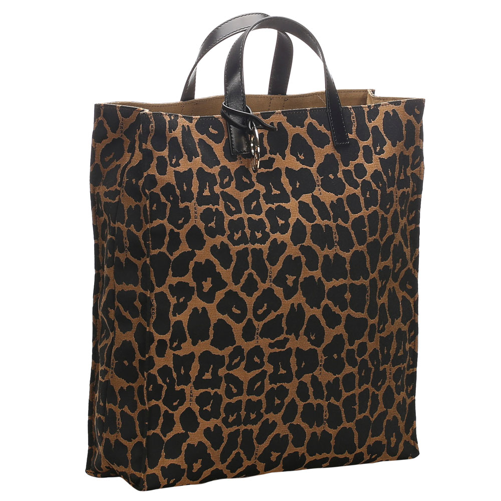 

Fendi Brown/Dark Brown Leopard Print Canvas Tote Bag, Black