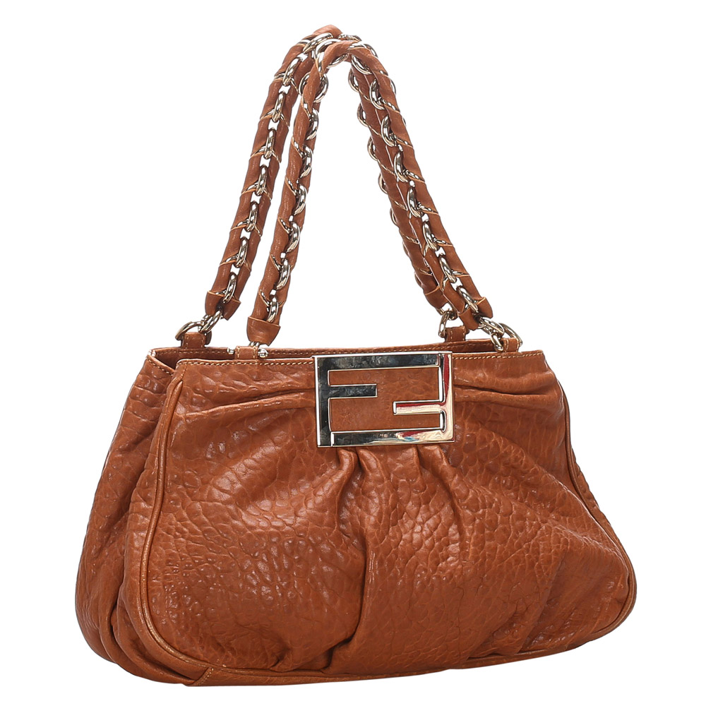 

Fendi Brown Leather Mia Satchel Bag