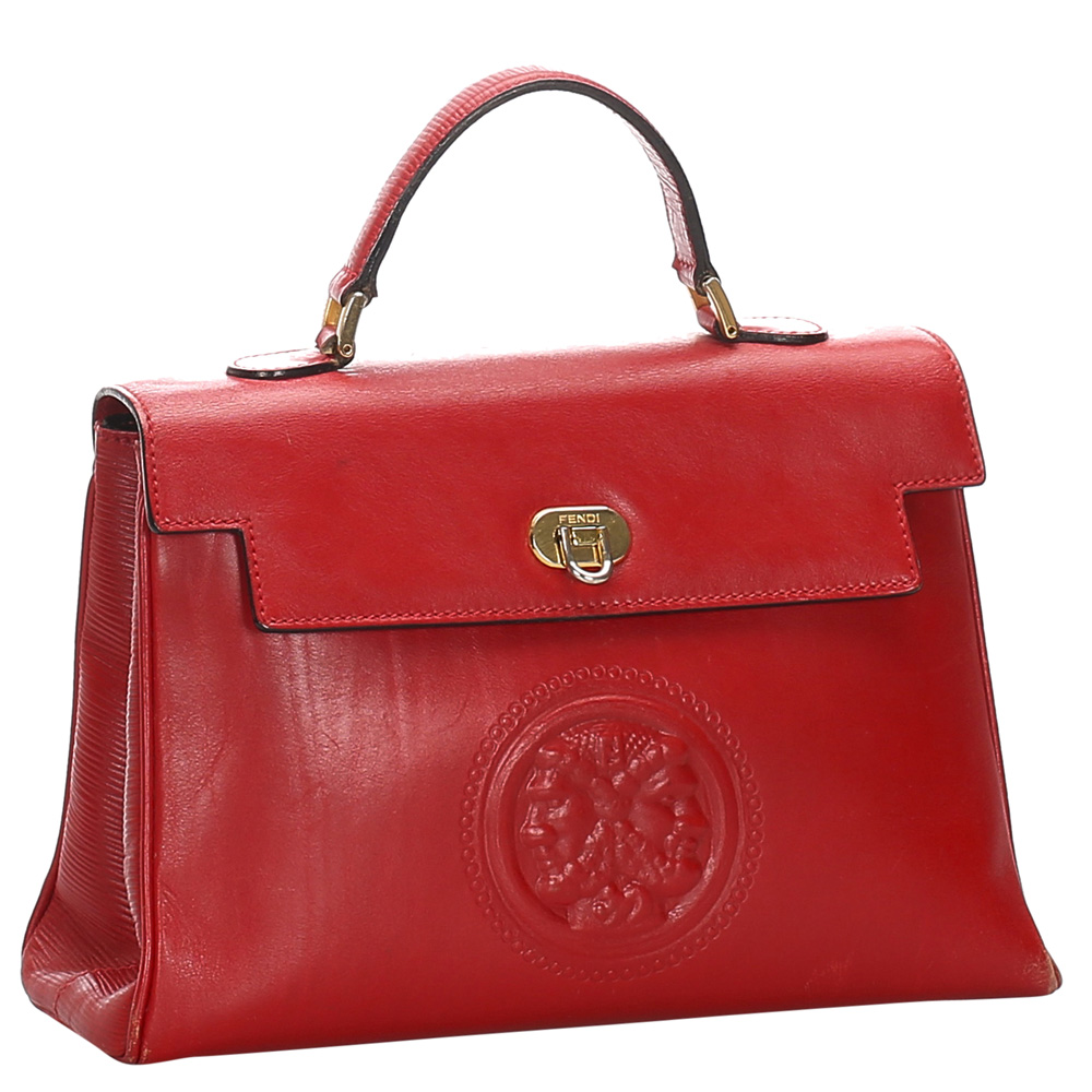 

Fendi Red Leather Top Handle Bag