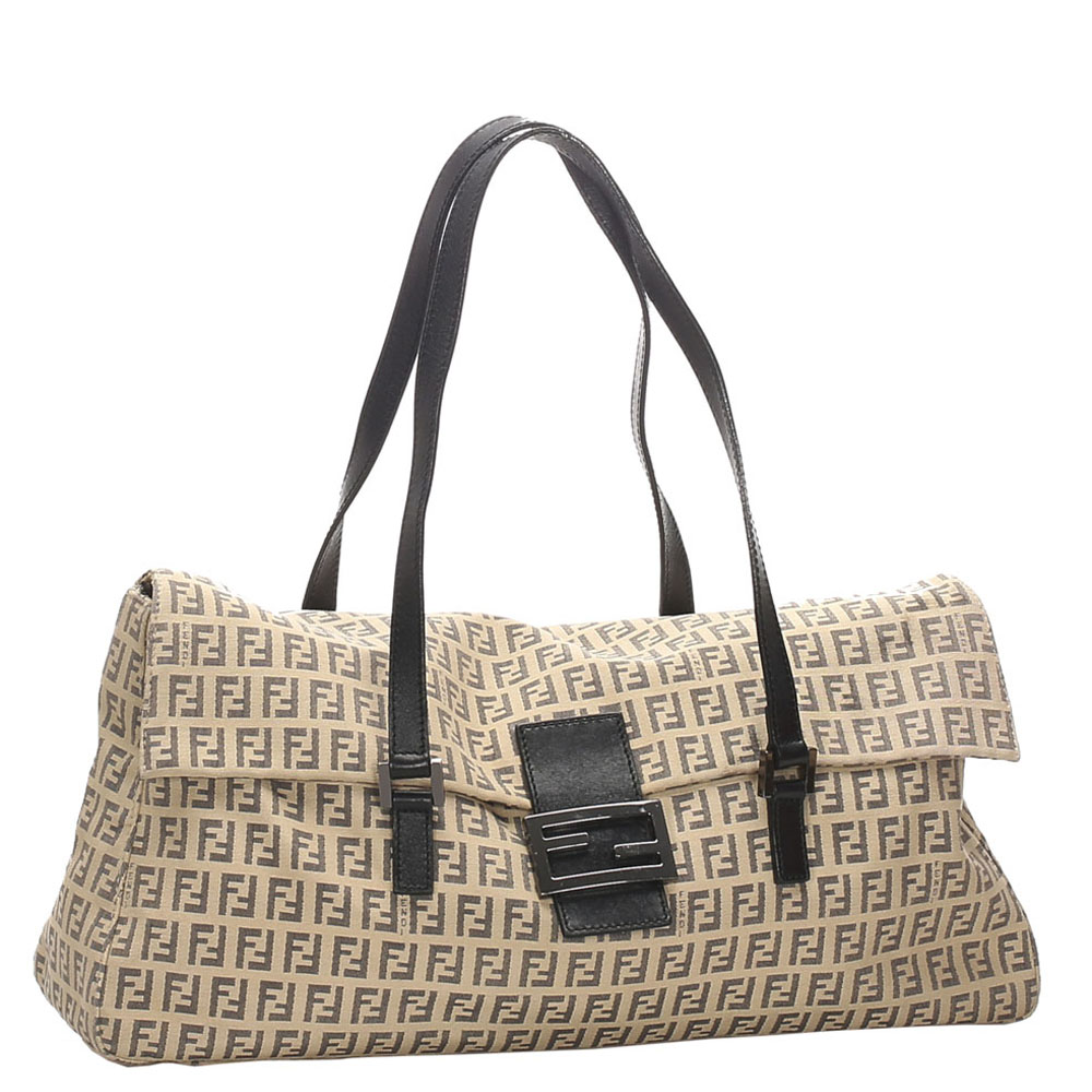

Fendi Beige/Black Zucchino Canvas Shoulder Bag