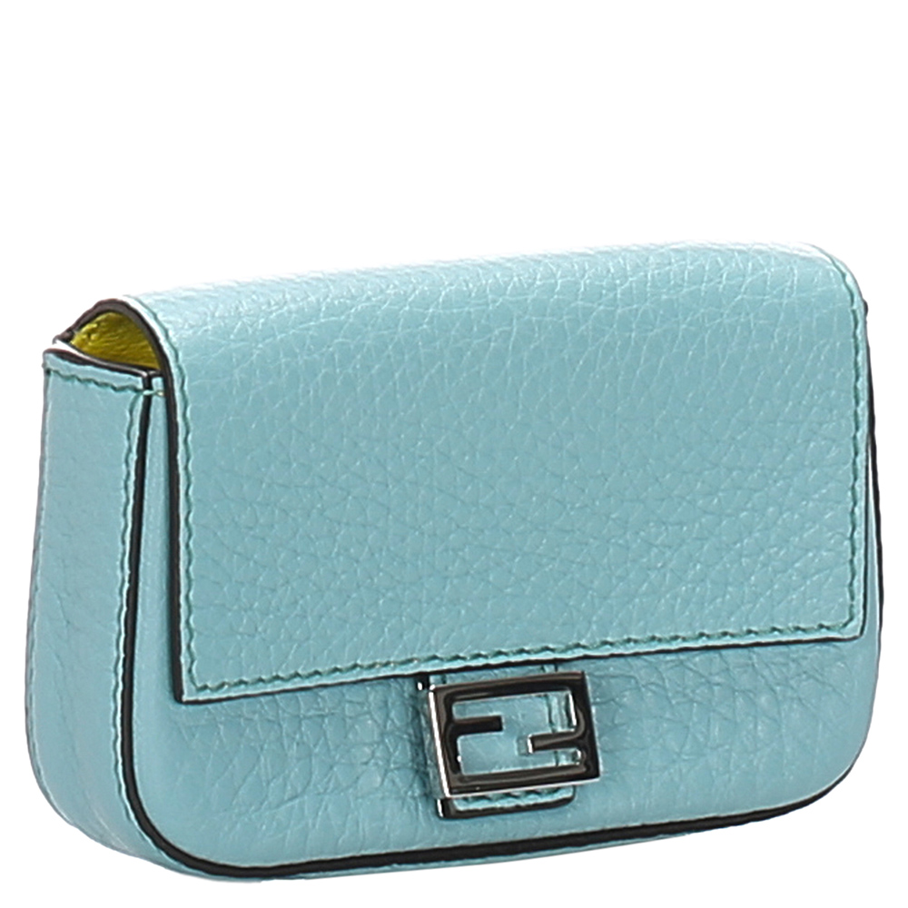 

Fendi Blue Leather Micro Charm Baguette