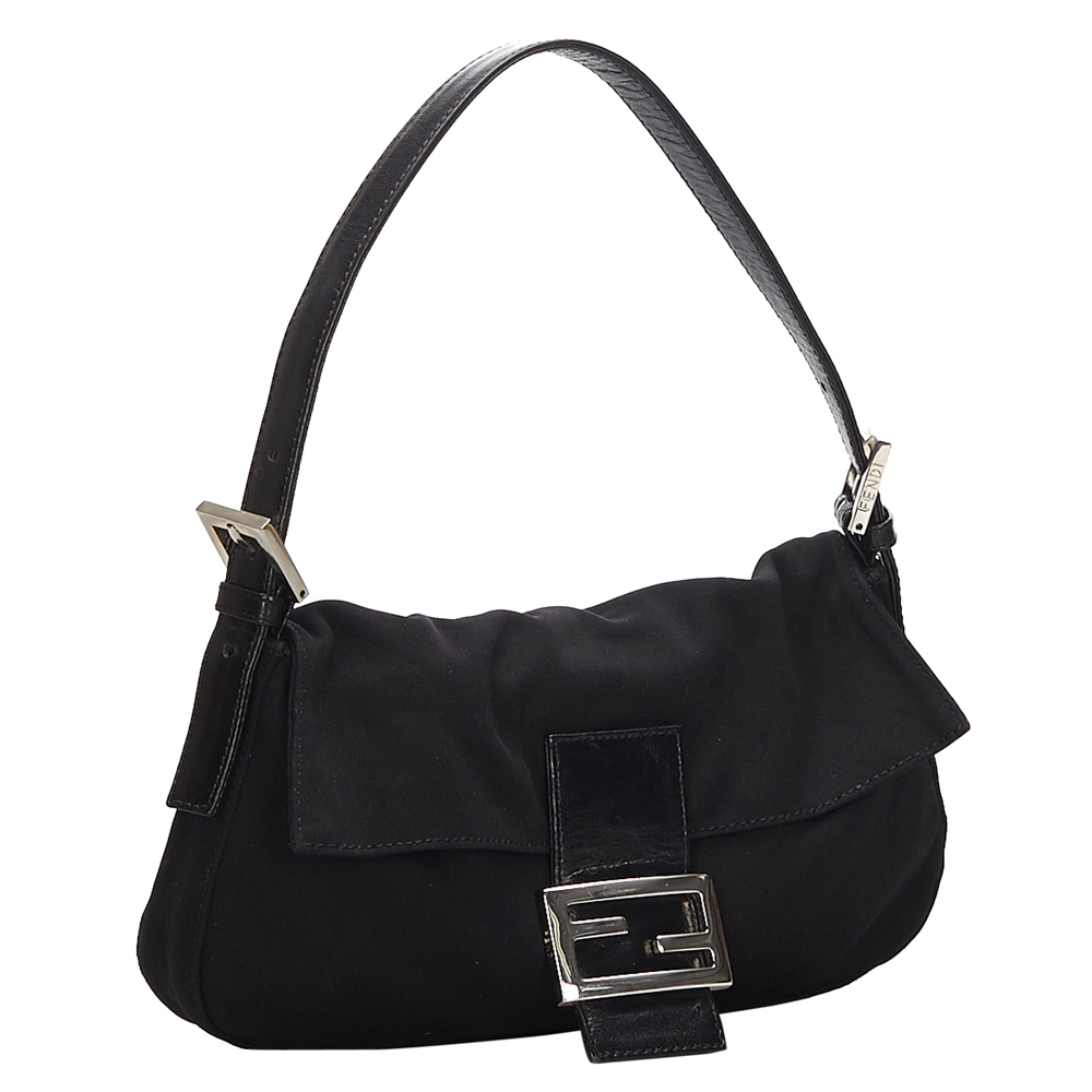 

Fendi Black Cotton Mamma Baguette Bag