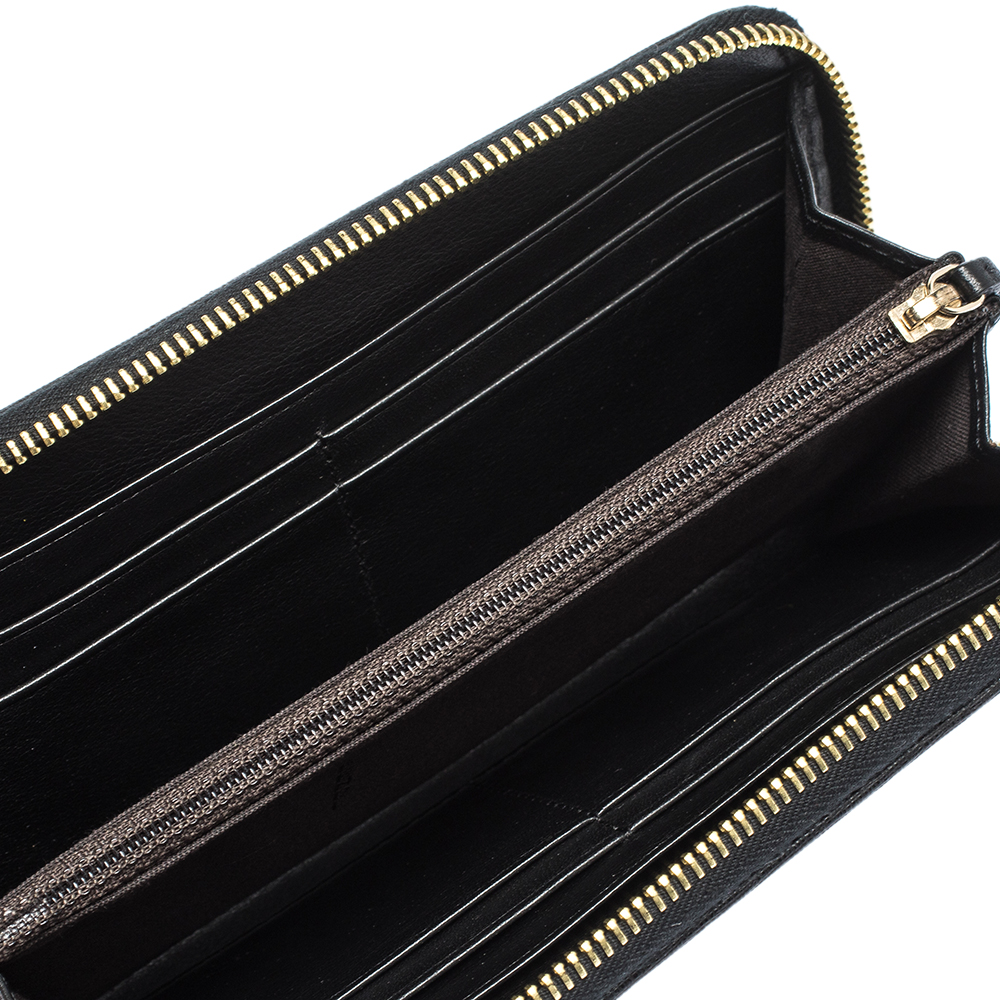 

Fendi Brown/Black Zucca Canvas and Leather Zip Around Wallet