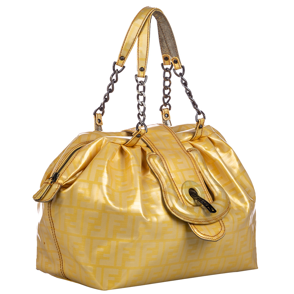 

Fendi Yellow Coated Canvas Zucca B Shoulder Bag