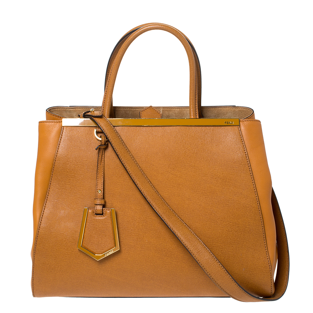 Pre Owned Fendi Tan Leather Medium 2Jours Tote