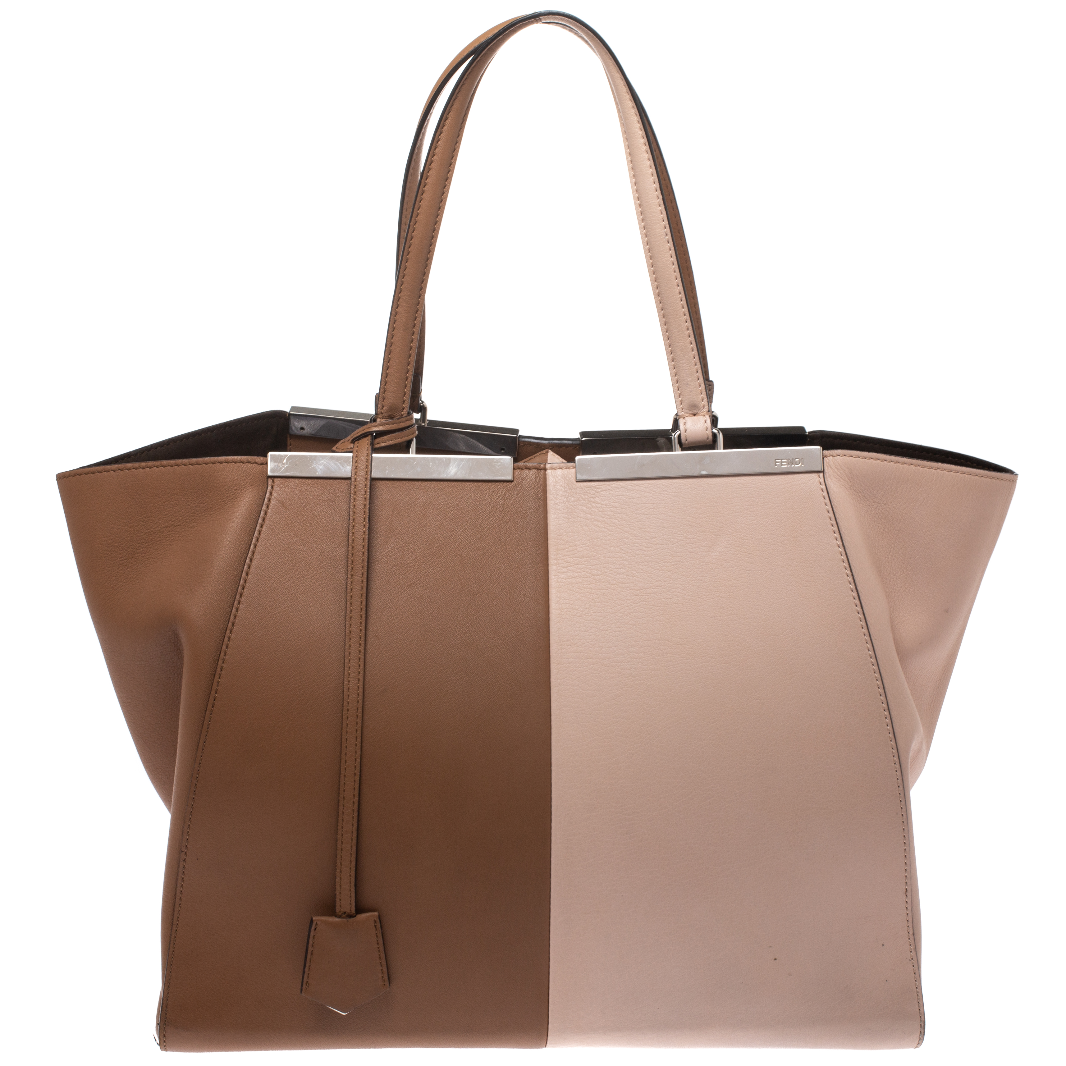 Pre Owned Fendi Tan/Peach Leather Large 3Jours Tote