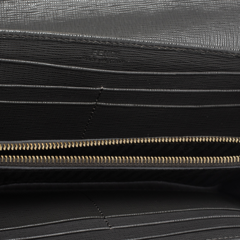 

Fendi Grey/Pink Leather Envelope Continental Wallet
