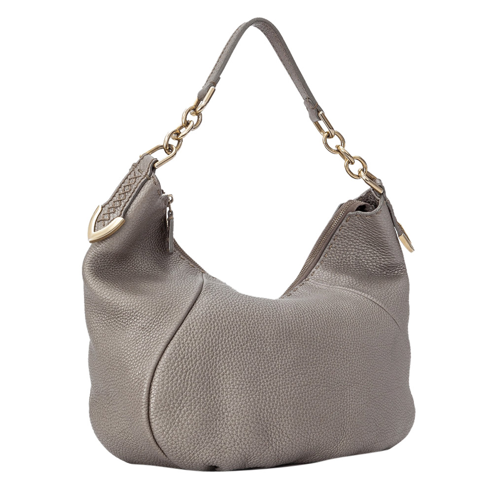 

Fendi Gray Leather Selleria Shoulder Bag, Grey