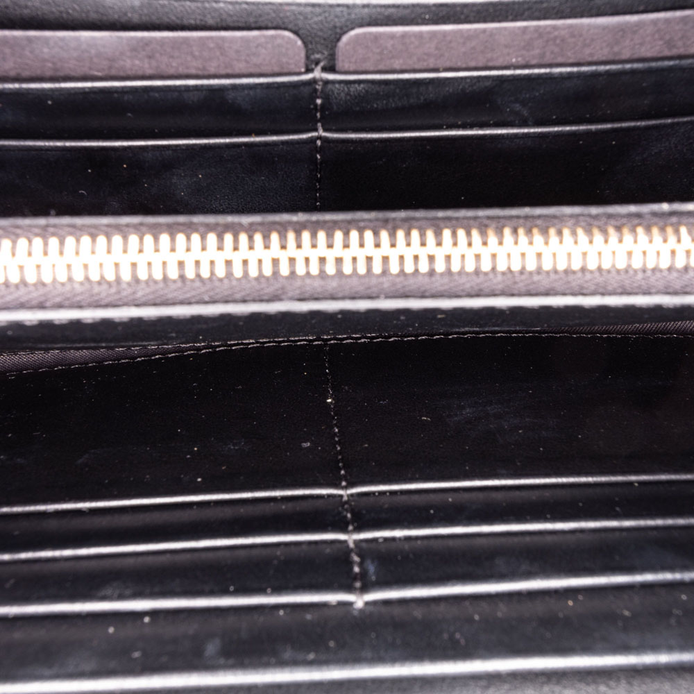 

Fendi Black Zucca Leather Chain Wallet