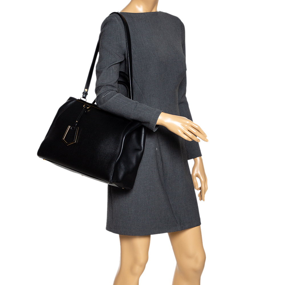 

Fendi Black Leather Medium 2jours Tote