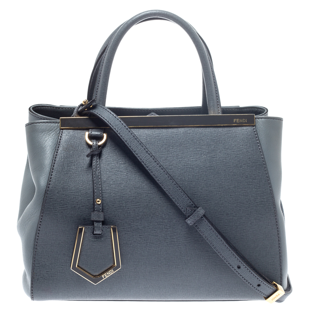 

Fendi Grey Saffiano Leather Small 2Jours Tote