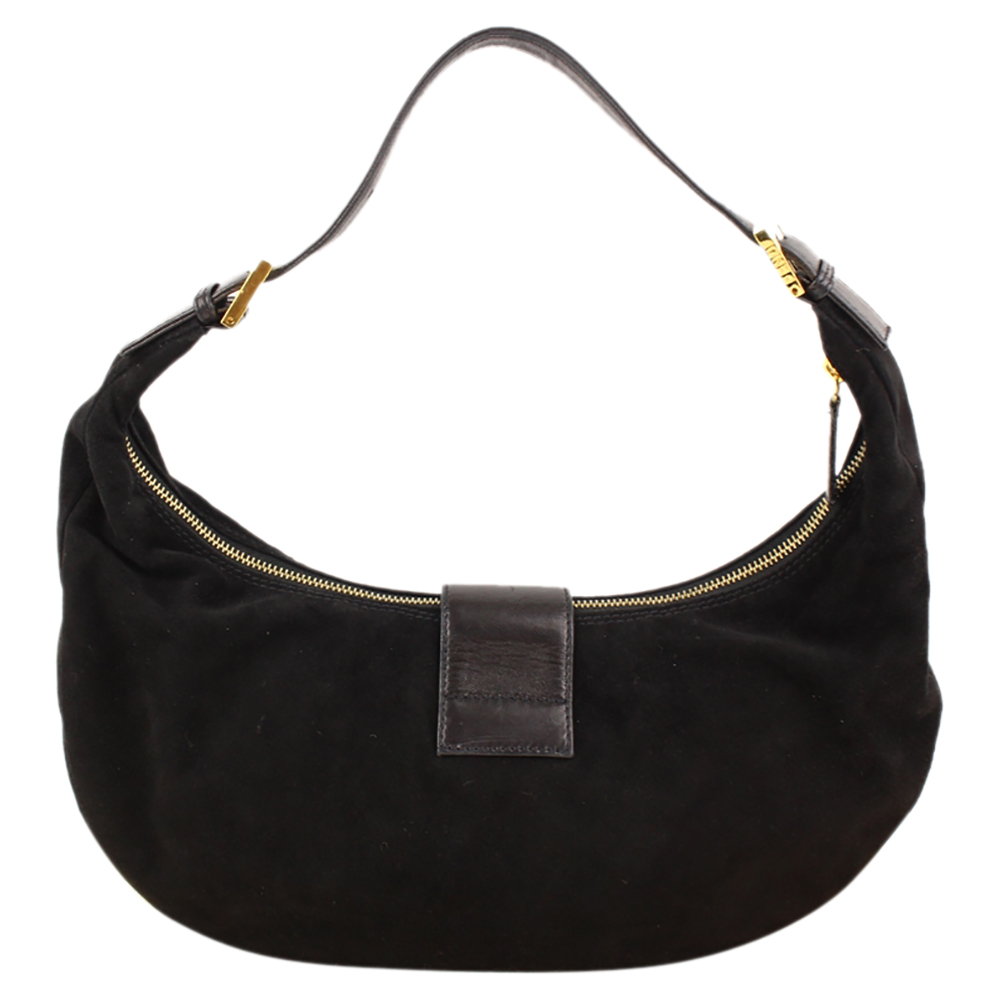 

Fendi Black Suede Hobo Bag