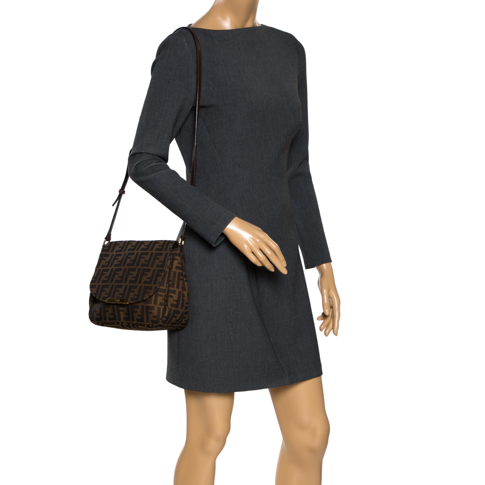 

Fendi Tobacco Zucca Canvas and Leather Flap Crossbody Bag, Brown