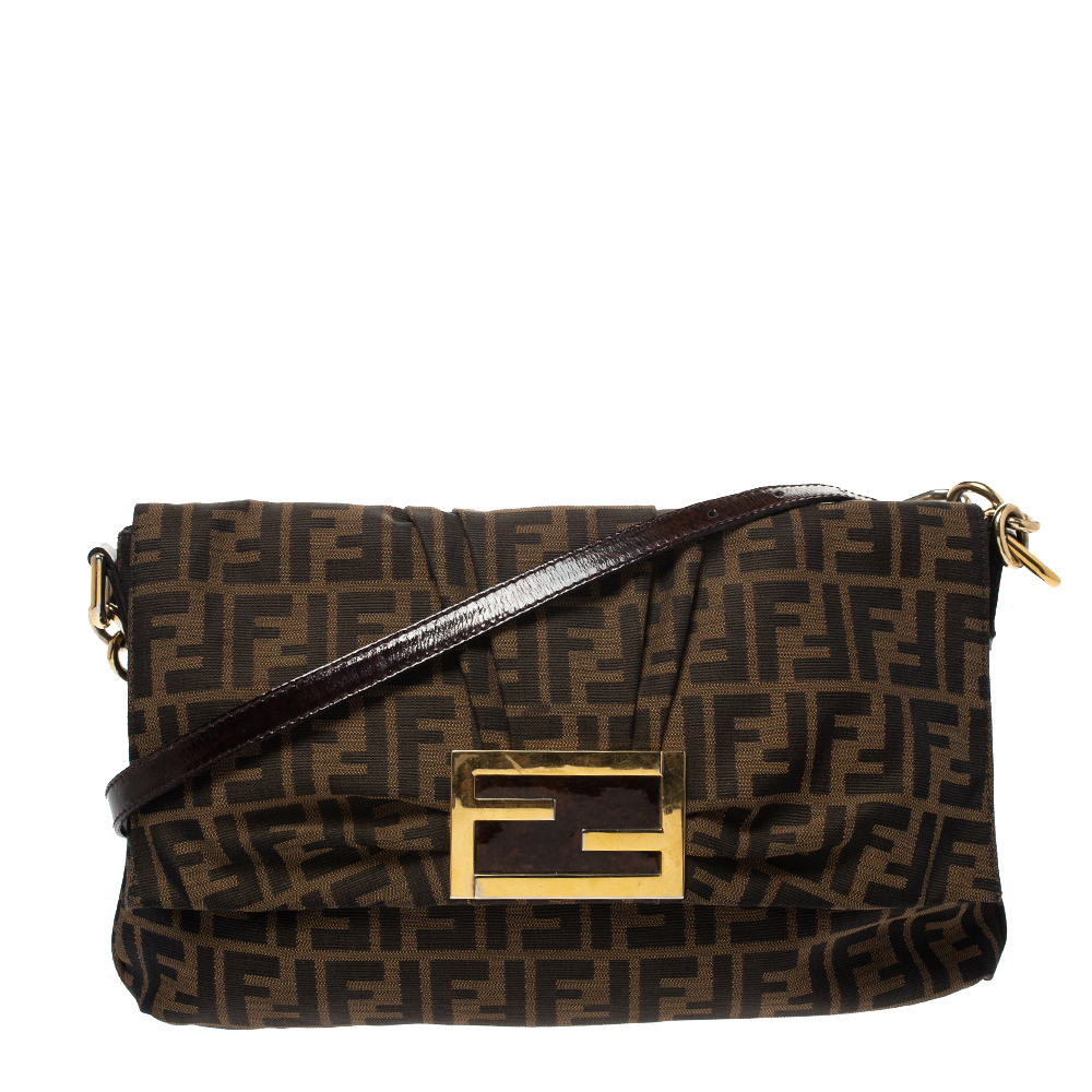 Pre Owned حقيبة كتف فندي ميا كانفاس زوكا توباكو