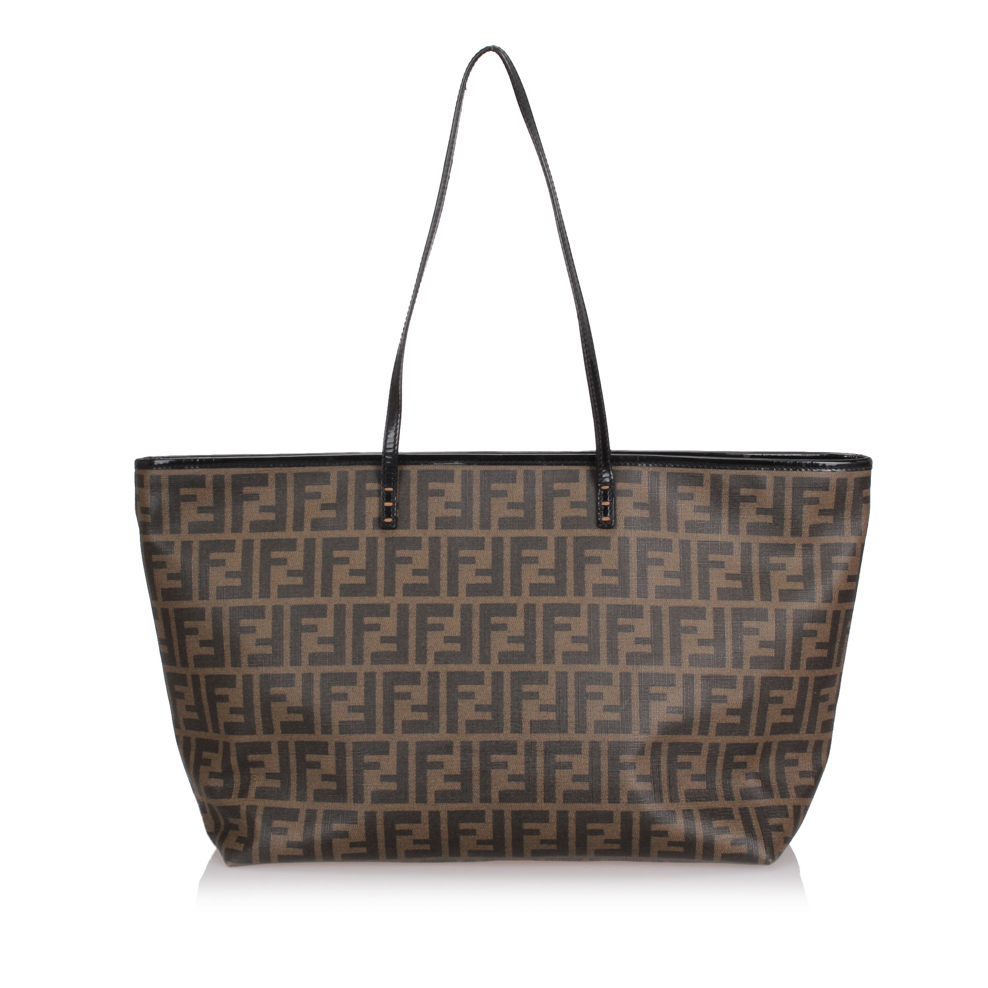 Fendi Brown Zucca Canvas Leather Roll 