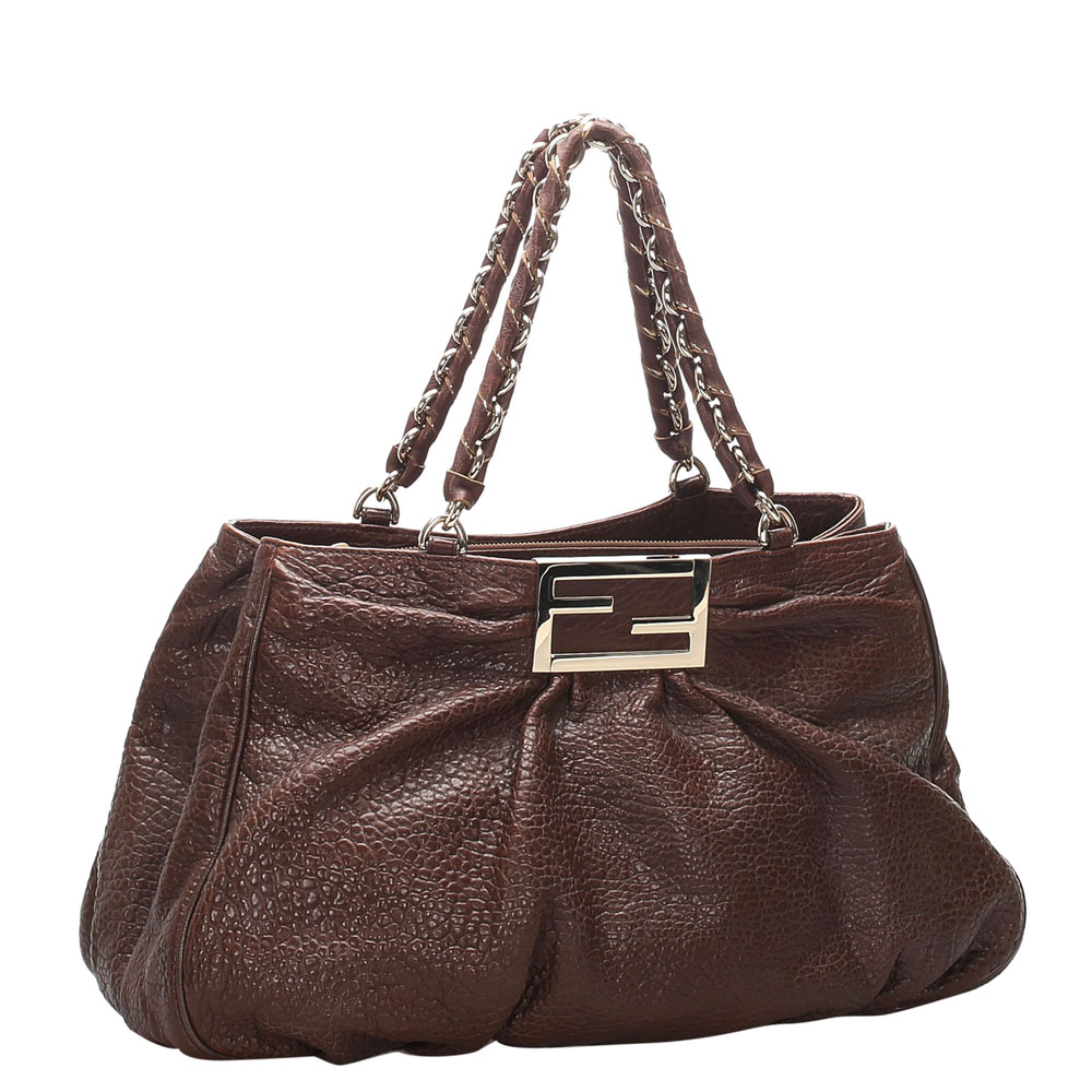 

Fendi Brown/Dark Brown Leather Mia Shoulder Bag