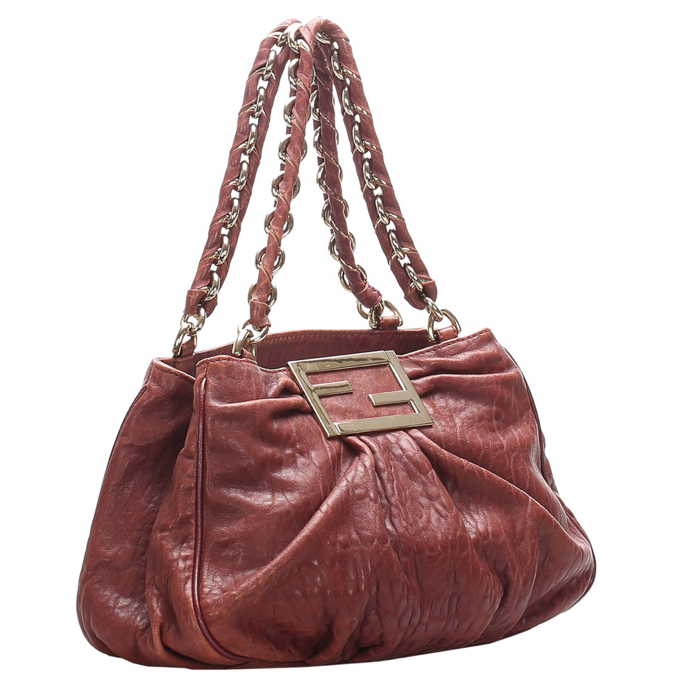 

Fendi Red/Bordeau Leather Mia Shoulder Bag