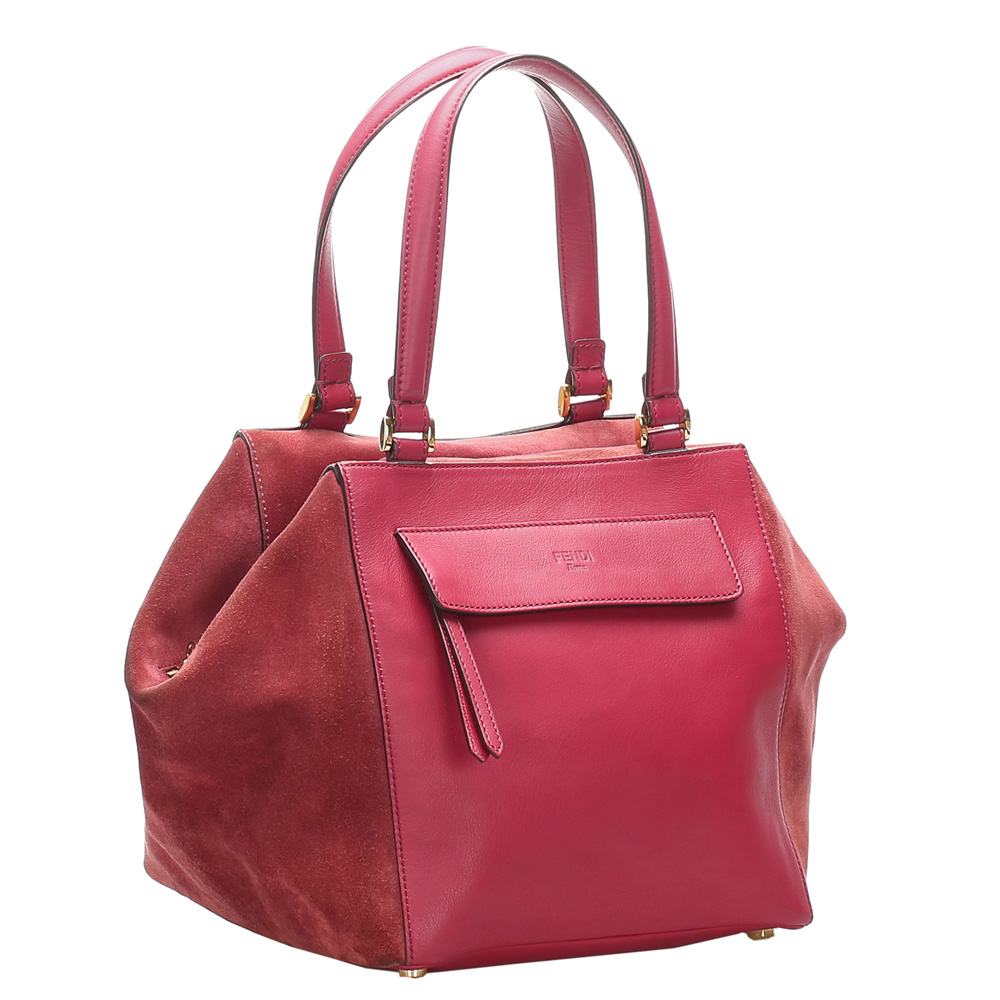 

Fendi Pink Leather Boxy Shoulder Bag