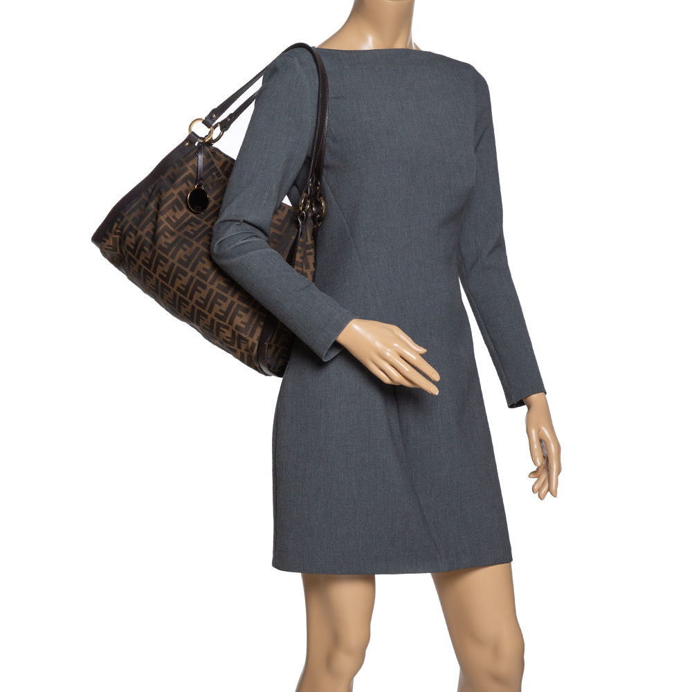 

Fendi Tobacco Zucca Canvas and Leather Logo Charm Shoulder Bag, Brown