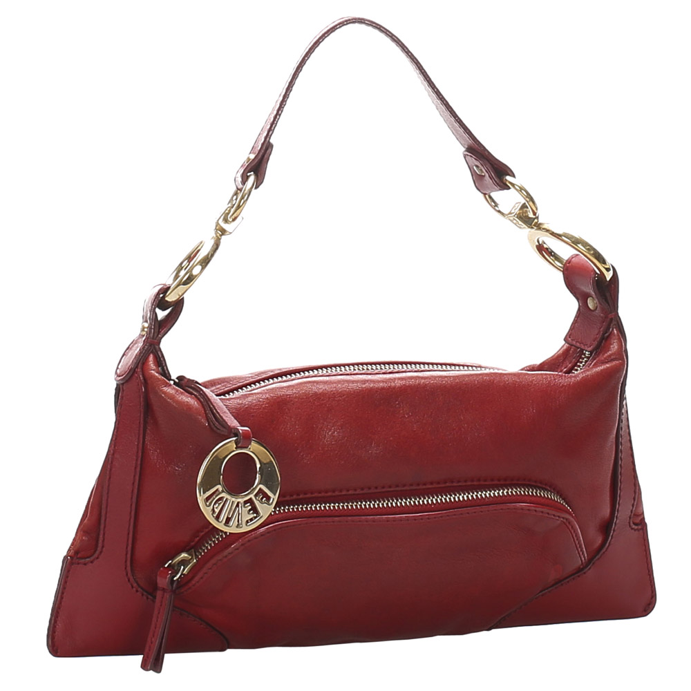 

Fendi Red Leather Shoulder Bag