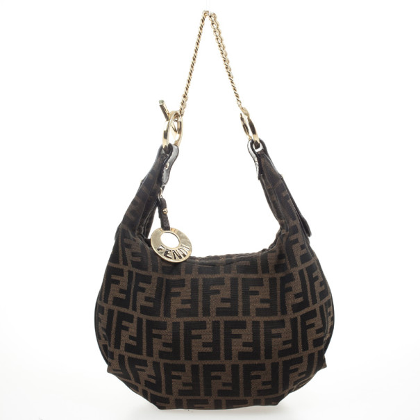 Pre Owned Fendi Zucca Chef Chain Link Hobo