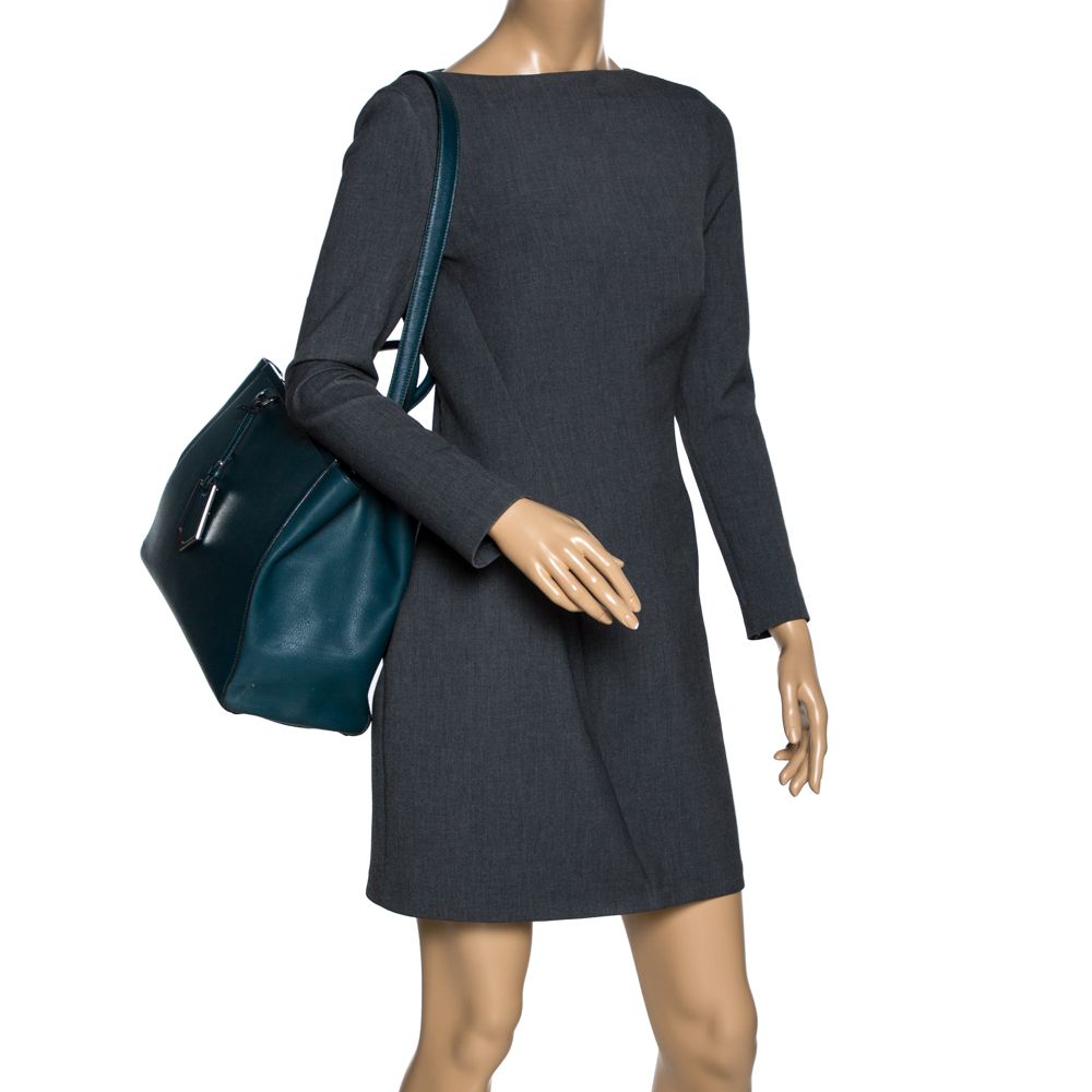 

Fendi Dark Green Leather Medium 2Jours Tote