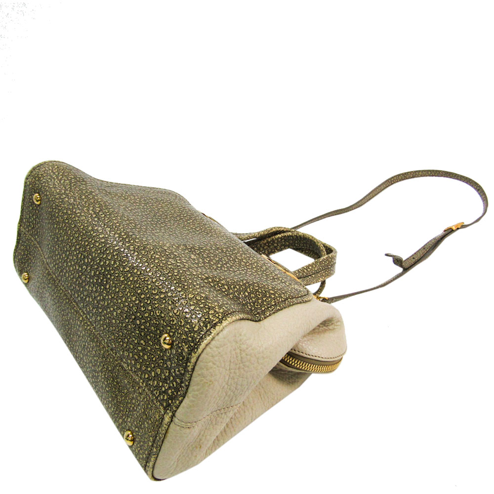 

Fendi Beige/Grey Calfksin Embossed Leather Chameleon Bag