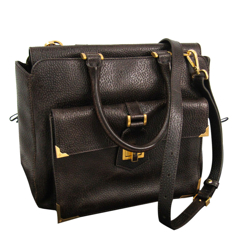 

Fendi Black Embossed Leather Shoulder Bag