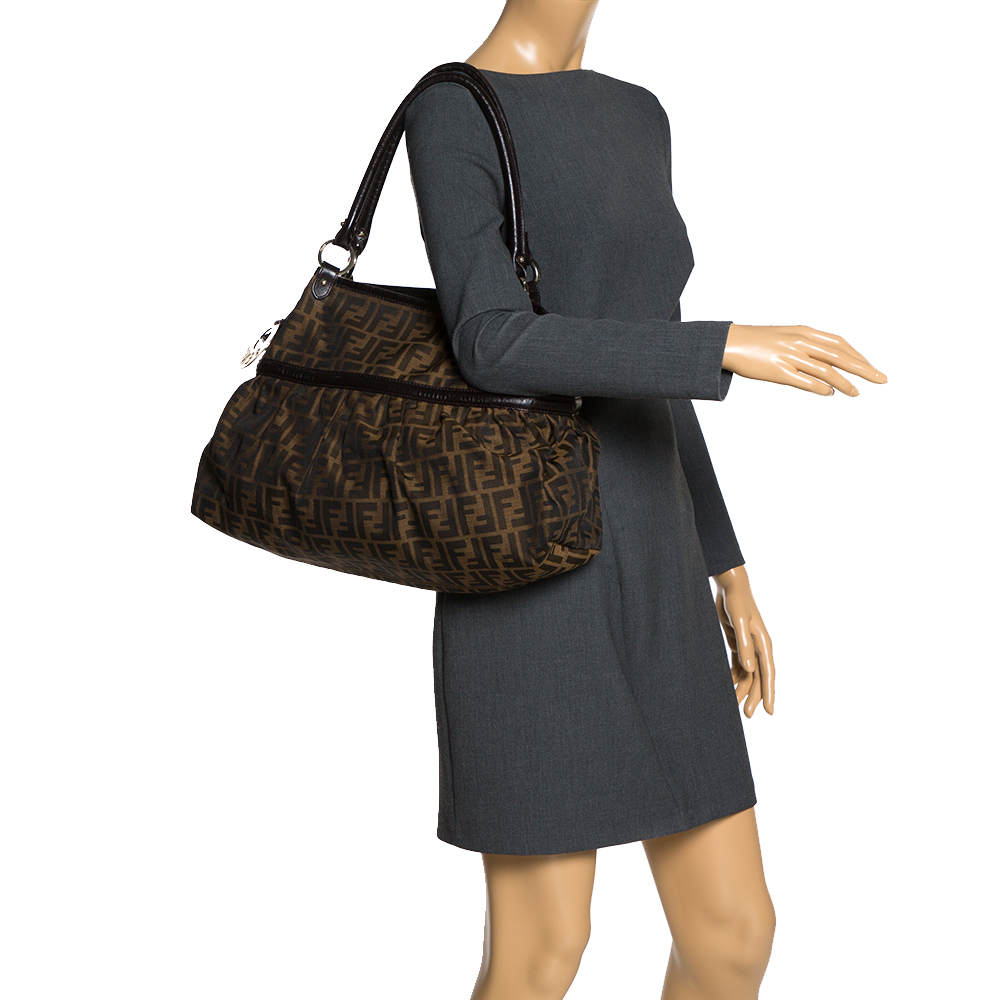 

Fendi Tobacco Zucca Canvas and Leather Large Chef Shoulder Bag, Brown