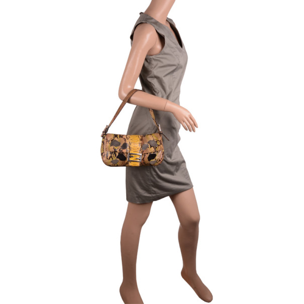

Fendi Yellow Python Baguette Bag