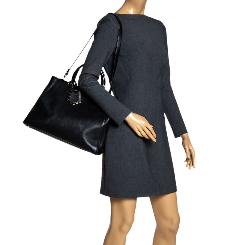 

Fendi Black Leather Medium 2Jours Tote