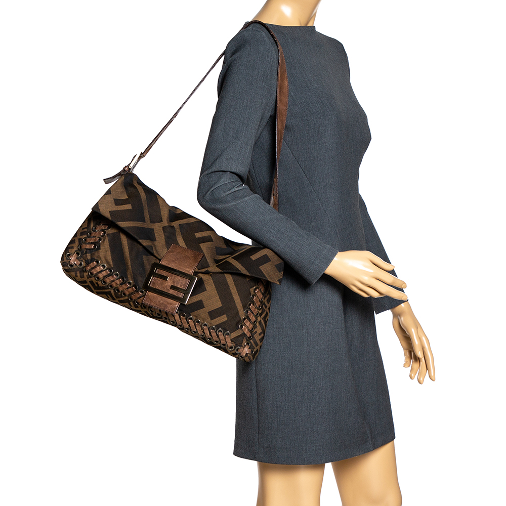 

Fendi Tobacco Zucca Canvas and Leather Shoulder Bag, Brown