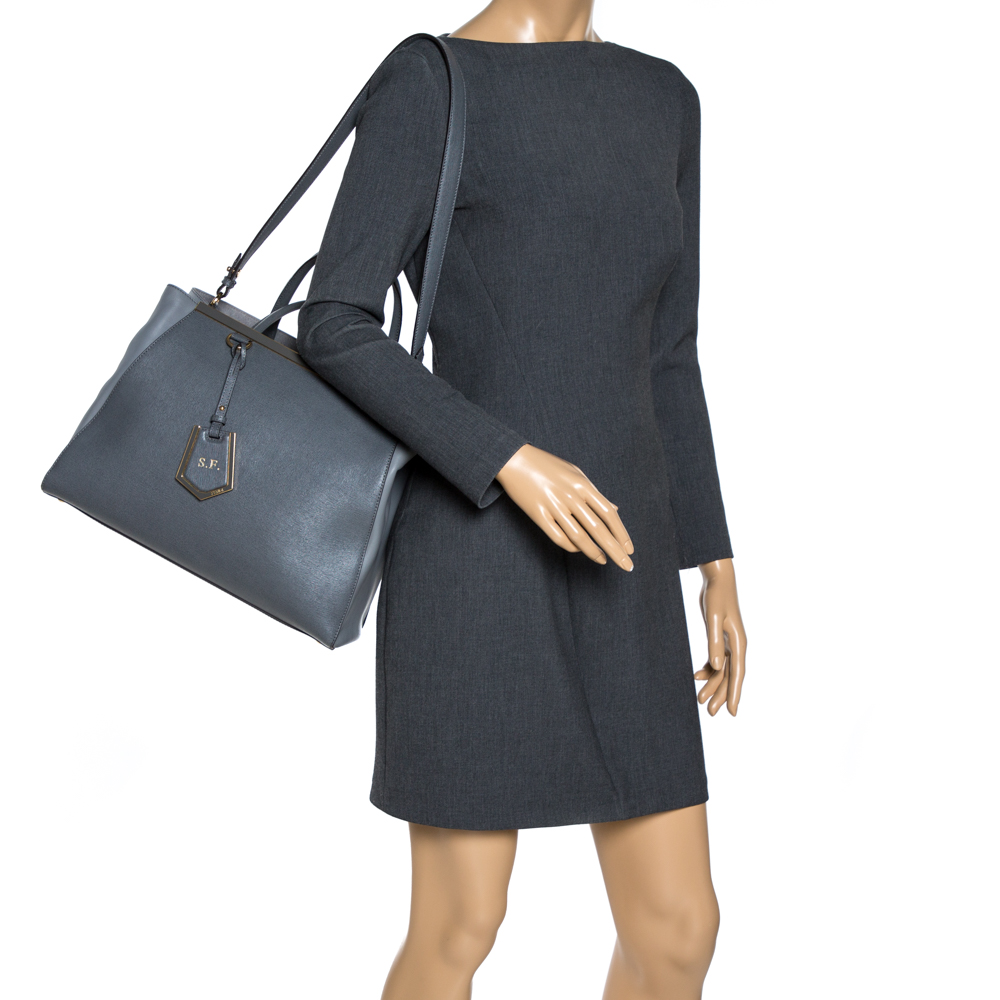

Fendi Grey Leather Medium 2Jours Tote
