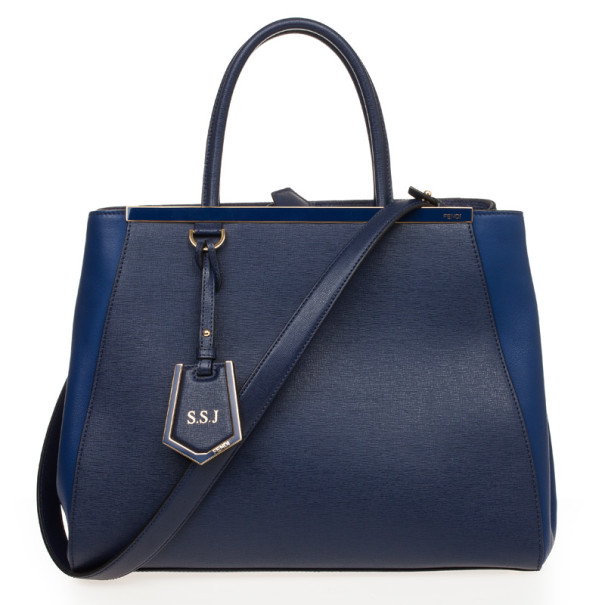 Pre Owned Fendi Navy Leather 2Jours Tote