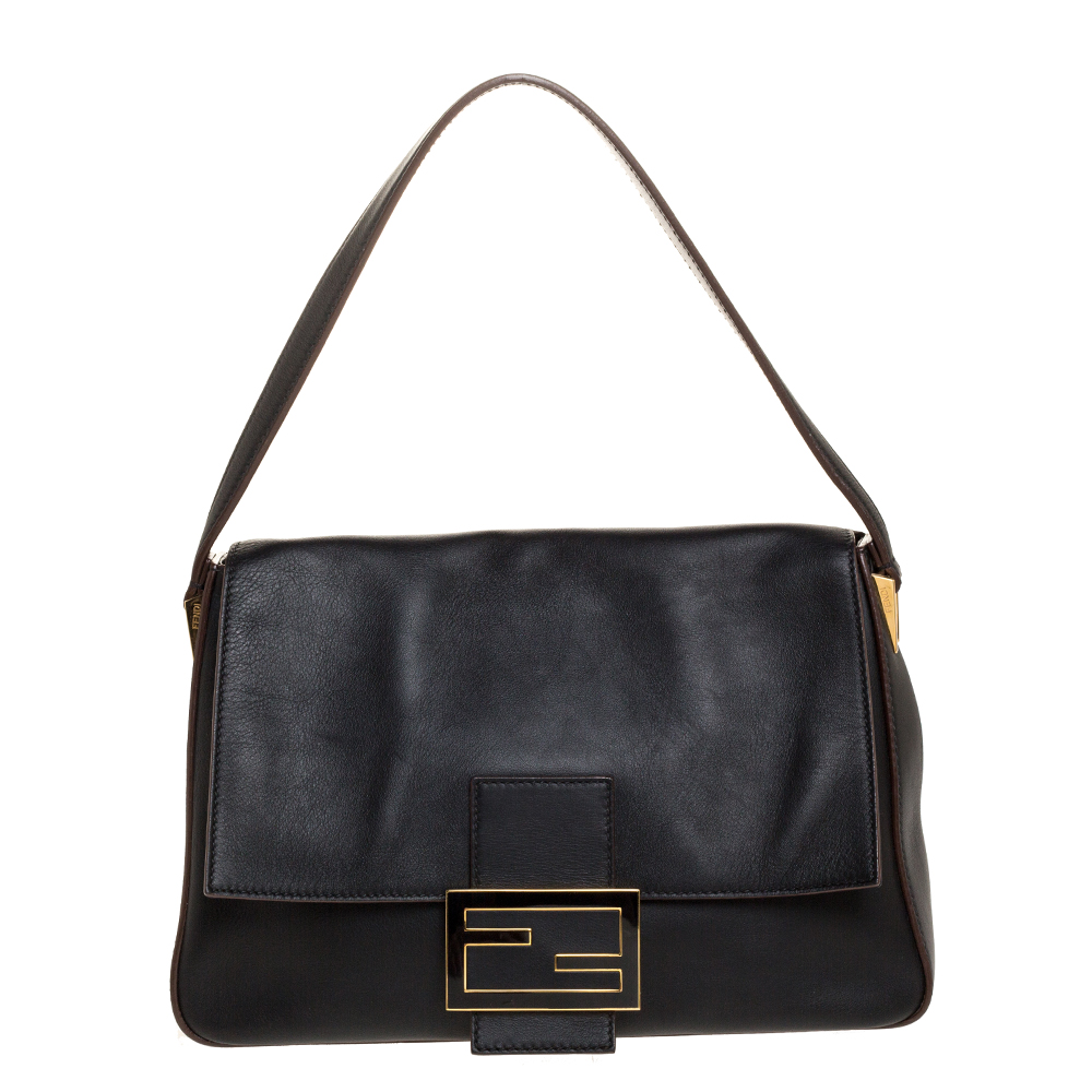 مملوكة مسبقًا Fendi Black Leather Mama Forever Shoulder Bag